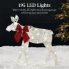 imageBest Choice Products 2D Moose Family Outdoor 2Pc Christmas Yard Dcor 4ft Lighted Yard Set Prelit AllWeather w 125 LEDs Ground Stakes  GoldWhite  3Piece