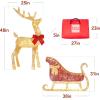 imageBest Choice Products 4ft Lighted 2D Reindeer ampamp Sleigh Set Christmas Holiday Deer ampamp Sled Outdoor Yard Decoration w 140 LED Lights  GoldGold