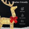 imageBest Choice Products 4ft Lighted 2D Reindeer ampamp Sleigh Set Christmas Holiday Deer ampamp Sled Outdoor Yard Decoration w 140 LED Lights  GoldGold