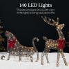 imageBest Choice Products 4ft Lighted 2D Reindeer ampamp Sleigh Set Christmas Holiday Deer ampamp Sled Outdoor Yard Decoration w 140 LED Lights  GoldRattan