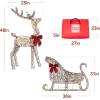 imageBest Choice Products 4ft Lighted 2D Reindeer ampamp Sleigh Set Christmas Holiday Deer ampamp Sled Outdoor Yard Decoration w 140 LED Lights  GoldRattan