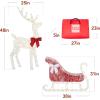 imageBest Choice Products 4ft Lighted 2D Reindeer ampamp Sleigh Set Christmas Holiday Deer ampamp Sled Outdoor Yard Decoration w 140 LED Lights  GoldWhite