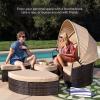 imageBest Choice Products 5Piece Modular Patio Wicker Daybed Sectional Conversation Lounger Set w 2in1 Setup Adjustable Seats Clips Retractable Canopy Cover WeatherResistant Cushions  BeigeBeige