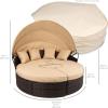 imageBest Choice Products 5Piece Modular Patio Wicker Daybed Sectional Conversation Lounger Set w 2in1 Setup Adjustable Seats Clips Retractable Canopy Cover WeatherResistant Cushions  BeigeBeige