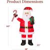 imageBest Choice Products 5ft Lighted PopUp Santa Large Outdoor Christmas Holiday Decoration w 250 LED Lights Twinkling Candy Cane Gift Box HatLarge  5ft