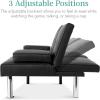 imageBest Choice Products Faux Leather Upholstered Modern Convertible Futon Adjustable Folding Sofa Bed Guest Bed wRemovable Armrests  WhiteBlack