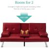 imageBest Choice Products Faux Leather Upholstered Modern Convertible Futon Adjustable Folding Sofa Bed Guest Bed wRemovable Armrests  WhiteBurgundy