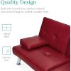 imageBest Choice Products Faux Leather Upholstered Modern Convertible Futon Adjustable Folding Sofa Bed Guest Bed wRemovable Armrests  WhiteBurgundy