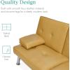 imageBest Choice Products Faux Leather Upholstered Modern Convertible Futon Adjustable Folding Sofa Bed Guest Bed wRemovable Armrests  WhiteCamel Yellow