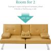 imageBest Choice Products Faux Leather Upholstered Modern Convertible Futon Adjustable Folding Sofa Bed Guest Bed wRemovable Armrests  WhiteCamel Yellow