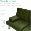 imageBest Choice Products Faux Leather Upholstered Modern Convertible Futon Adjustable Folding Sofa Bed Guest Bed wRemovable Armrests  WhiteDark Green