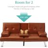 imageBest Choice Products Faux Leather Upholstered Modern Convertible Futon Adjustable Folding Sofa Bed Guest Bed wRemovable Armrests  WhiteMedium Brown