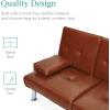 imageBest Choice Products Faux Leather Upholstered Modern Convertible Futon Adjustable Folding Sofa Bed Guest Bed wRemovable Armrests  WhiteMedium Brown