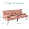 imageBest Choice Products Faux Leather Upholstered Modern Convertible Futon Adjustable Folding Sofa Bed Guest Bed wRemovable Armrests  WhitePink