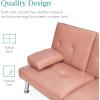 imageBest Choice Products Faux Leather Upholstered Modern Convertible Futon Adjustable Folding Sofa Bed Guest Bed wRemovable Armrests  WhitePink