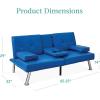 imageBest Choice Products Faux Leather Upholstered Modern Convertible Futon Adjustable Folding Sofa Bed Guest Bed wRemovable Armrests  WhiteRoyal Blue