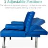 imageBest Choice Products Faux Leather Upholstered Modern Convertible Futon Adjustable Folding Sofa Bed Guest Bed wRemovable Armrests  WhiteRoyal Blue