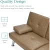 imageBest Choice Products Faux Leather Upholstered Modern Convertible Futon Adjustable Folding Sofa Bed Guest Bed wRemovable Armrests  WhiteTaupe