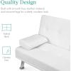 imageBest Choice Products Faux Leather Upholstered Modern Convertible Futon Adjustable Folding Sofa Bed Guest Bed wRemovable Armrests  WhiteWhite