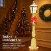 imageBest Choice Products Large Outdoor Christmas Lamppost Decoration 6ft Tall with Lighted Bow 100 LED Lights Holiday Porch Lamp Post Decor Gold