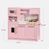 imageBest Choice Products Pretend Play Kitchen for Kids Interactive Wooden Toddler Playset with Espresso Machine Toy Storage 17 Accessories  WhitePink