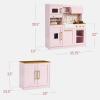 imageBest Choice Products Pretend Play Kitchen for Kids Interactive Wooden Toddler Playset with Island Espresso Machine 17 Accessories  WhitePink