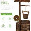 imageBest Choice Products Rustic Wooden Wishing Well Planter Outdoor Home Dcor for Patio Garden Yard wHanging Bucket