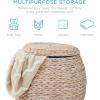 imageBest Choice Products Scalloped Multipurpose Hyacinth Storage Basket Plant Dcor Handwoven Organizer Tote for Bedroom Living Room Nursey wLid  Natural with White TrimWhitewash