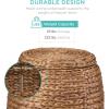 imageBest Choice Products Scalloped Multipurpose Hyacinth Storage Basket Plant Dcor Handwoven Organizer Tote for Bedroom Living Room Nursey wLid  Natural with White TrimChestnut