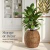 imageBest Choice Products Scalloped Multipurpose Hyacinth Storage Basket Plant Dcor Handwoven Organizer Tote for Bedroom Living Room Nursey wLid  Natural with White TrimScallop  Chestnut