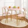 imageBest Choice Products 3Piece Oval Dining Table Set Modern Small Kitchen Dinette w 2 Chairs Metal Frame Curved Backrests  Sage GreenGoldPink  Gold
