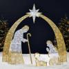 imageBest Choice Products 45ft Lighted 2D Outdoor Nativity Scene Christmas Arch Holy Family Yard Decoration w 115 LED Lights Stakes Zip TiesGold