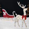 imageBest Choice Products 4ft Lighted 2D Reindeer ampamp Sleigh Set Christmas Holiday Deer ampamp Sled Outdoor Yard Decoration w 140 LED Lights  GoldWhite