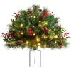 imageBest Choice Products Large PreLit Christmas Urn Filler Outdoor ampamp Indoor use with Pinecones and Red Berries White ampamp Multi LED Lights 26 Diameter