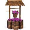imageBest Choice Products Rustic Wooden Wishing Well Planter Outdoor Home Dcor for Patio Garden Yard wHanging Bucket