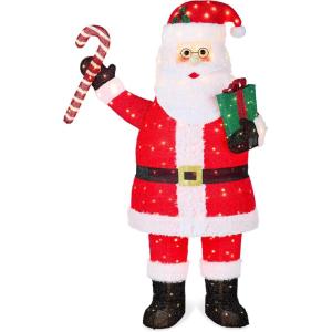 imageBest Choice Products 5ft Lighted PopUp Santa Large Outdoor Christmas Holiday Decoration w 250 LED Lights Twinkling Candy Cane Gift Box HatLarge  5ft