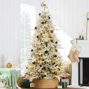 imageBest Choice Products Full Flocked Aspen Christmas Tree 12ft Prelit Noble Fir w 3000 Super Bright Twinkling Micro LED Lights 2in1 White ampamp MultiFlocked