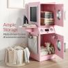 imageBest Choice Products Pretend Play Kids Wooden Stacked Washer ampamp Dryer Set with Toy Laundry Storage SpaceSaving Design with Accessories  PinkPink