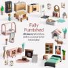 imageBest Choice Products Pretend Play Wooden Doll House with 40 Interactive Accessories 3Story Modern Toy Dollhouse Playset with 6 Rooms for Kids