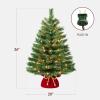 imageBest Choice Products PreLit Decorative Christmas Tree 3ft Artificial Holiday Desktop Accent with Warm White Lights Red Velvet Cover ampamp Gold Braided Rope