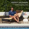 imageBest Choice Products Patio Chaise Lounge Chair Portable Outdoor Folding Recliner for Lawn w 8 Positions Handles 300lb Capacity  BeigeBeige