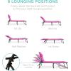 imageBest Choice Products Patio Chaise Lounge Chair Portable Outdoor Folding Recliner for Lawn w 8 Positions Handles 300lb Capacity  BeigeDark Pink