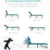imageBest Choice Products Patio Chaise Lounge Chair Portable Outdoor Folding Recliner for Lawn w 8 Positions Handles 300lb Capacity  BeigePeacock