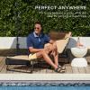imageBest Choice Products Patio Chaise Lounge Chair Portable Outdoor Folding Recliner for Lawn w 8 Positions Handles 300lb Capacity  BeigeYellow