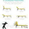 imageBest Choice Products Patio Chaise Lounge Chair Portable Outdoor Folding Recliner for Lawn w 8 Positions Handles 300lb Capacity  BeigeYellow