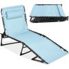 imageBest Choice Products Patio Chaise Lounge Chair Portable Outdoor Folding Recliner for Lawn w 8 Positions Handles 300lb Capacity  BeigeSlate Blue