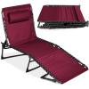 imageBest Choice Products Patio Chaise Lounge Chair Portable Outdoor Folding Recliner for Lawn w 8 Positions Handles 300lb Capacity  BeigeWine Red