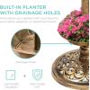 imageBest Choice Products Outdoor Solar Lighted Pedestal Bird Bath Fountain Decoration wPlanter Integrated Panel Scroll Accents for Lawn Garden  BronzeBronze