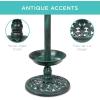 imageBest Choice Products Outdoor Solar Lighted Pedestal Bird Bath Fountain Decoration wPlanter Integrated Panel Scroll Accents for Lawn Garden  BronzeGreen