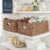 imageBest Choice Products 16x12 Scalloped Shelf Baskets Woven Storage Bins Pantry Organizer for Kitchen Living Room Bathroom Bedroom amp Laundry 2 Pack  Natural with White TrimChestnut